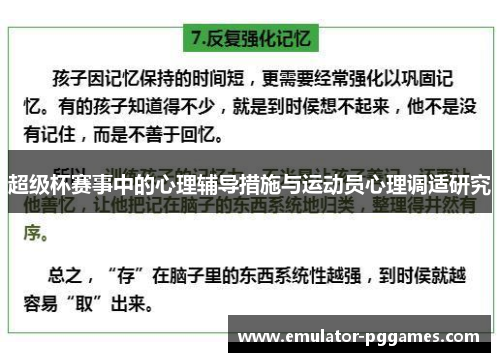 超级杯赛事中的心理辅导措施与运动员心理调适研究 超级杯赛事中的心理辅导措施与运动员心理调适研究